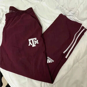 Texas A&M University Adidas Maroon Mens Jogger Exercise Workout Pants Leg Zip 2X